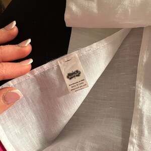 Mud Pie White Linen Embroidered Topiary Tea Towel